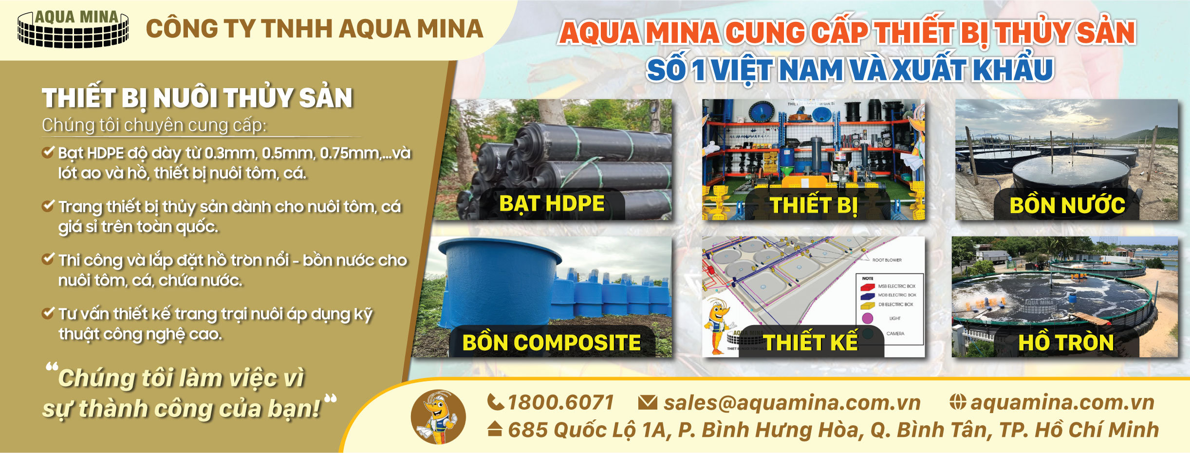 Aqua Mina - Đơn vị cung cấp trang thiết bị thủy sản số 1 việt nam và xuất khẩu