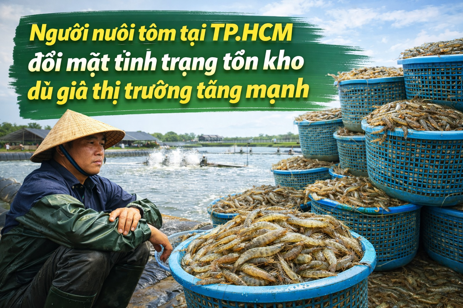Người nuôi tôm tại TP.HCM đối mặt tình trạng tồn kho dù giá thị trường tăng mạnh